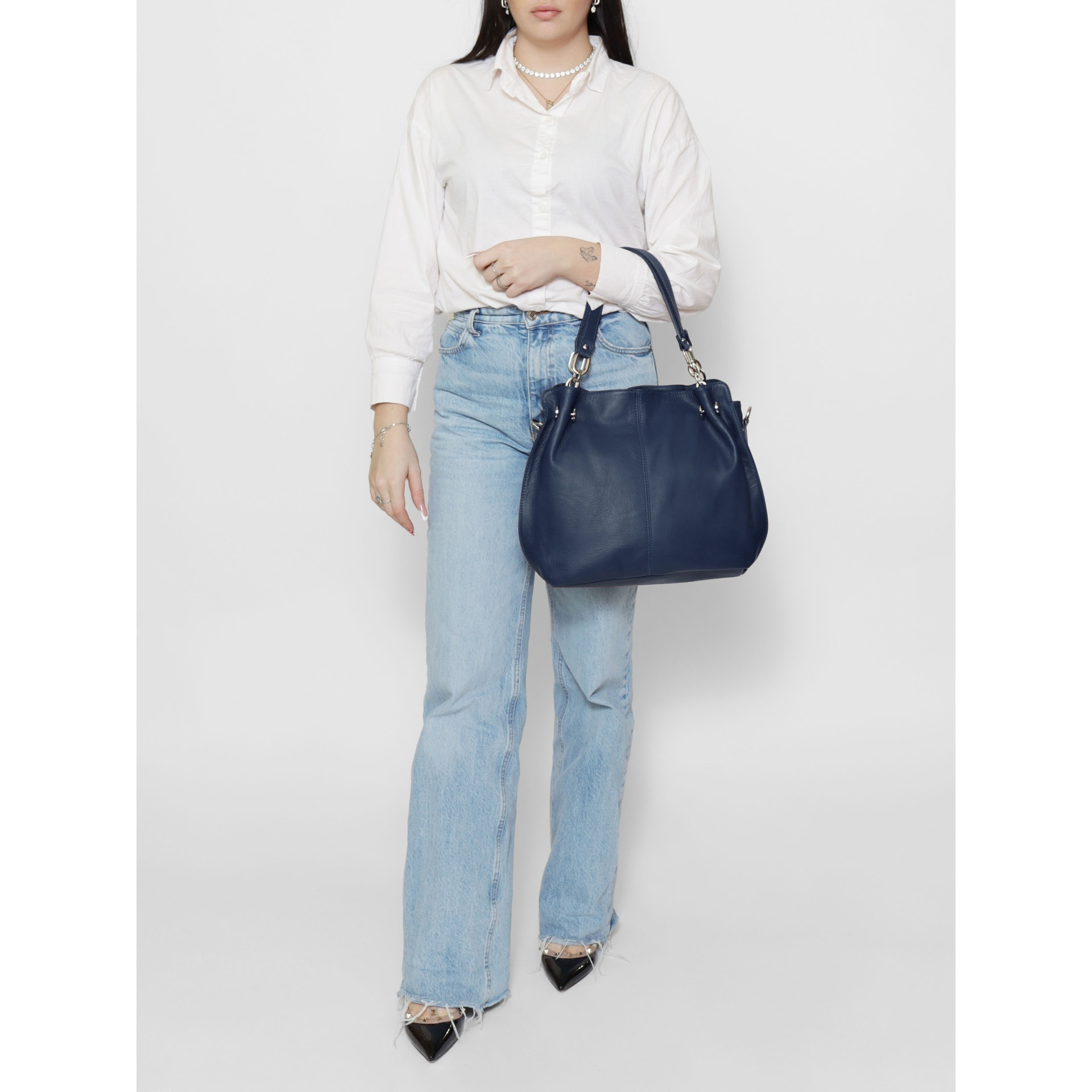 Borsa a mano da donna Made in Italy - Modello Ereba - 100% pelle - 38.0 x 30.0 x 12.0 cm