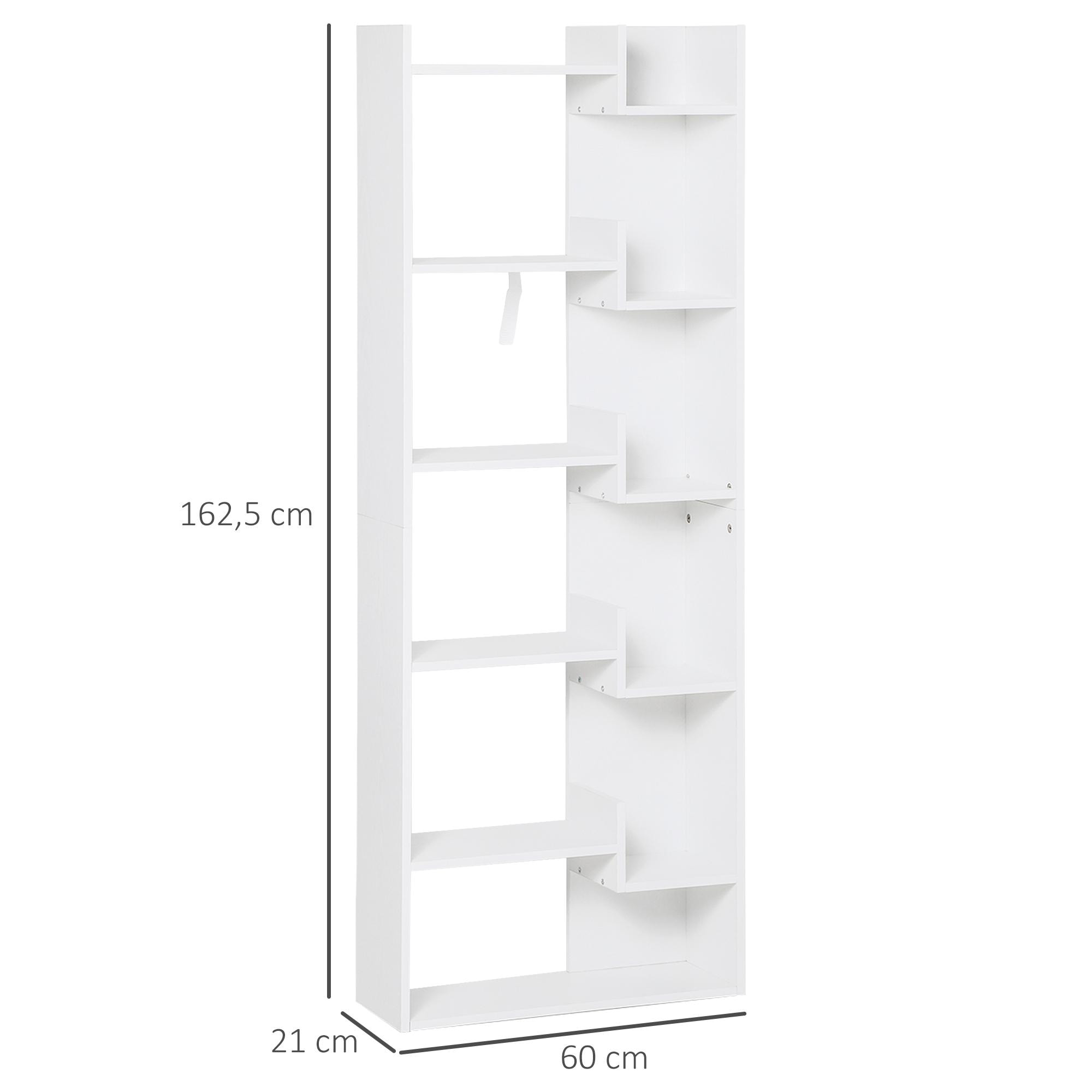 Estantería de 6 Niveles de Madera MDF 60x21x162,5cm Blanco