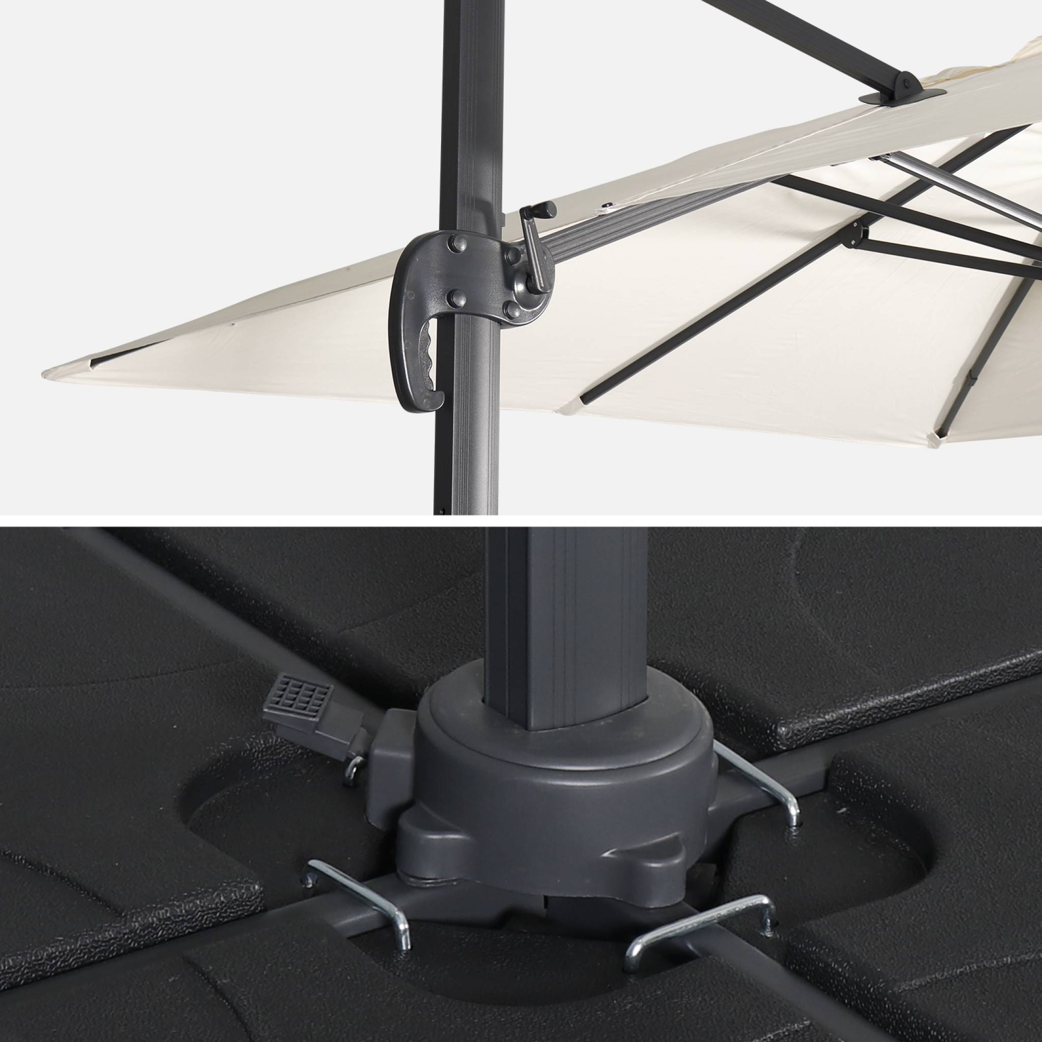 Parasol déporté rectangulaire 3x4m + dalles à lester 50x50cm WIMEREUX + DALLES 50X50CM