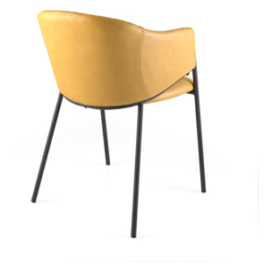 Set de 2 sillas – Polipiel ocre y costuras en rombo