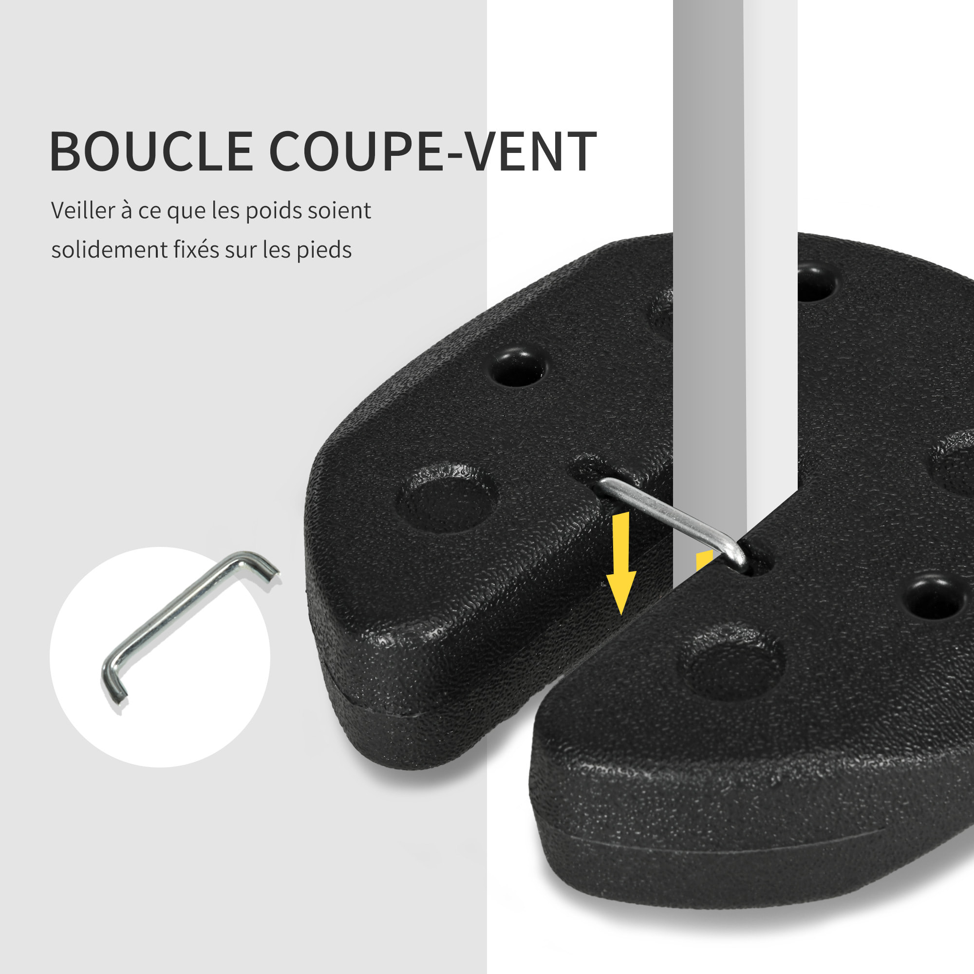 Lot de 4 poids de lestage pour tonnelle barnum tente dim. Ø 22 x 5,5H cm HDPE noir