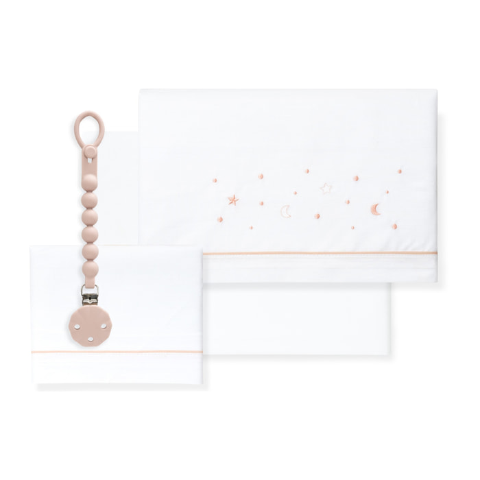 Juego de Sábanas para Cuna mod.Estrellas Luna con Broche Muselina