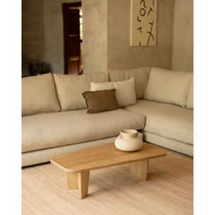 Mesa de centro de madera maciza de álamo con tres patas de 100cm Alto: 30 Largo: 100 Ancho: 58