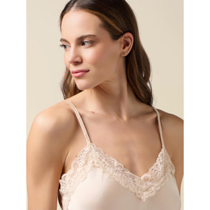 Oltre - Top lingerie in raso e pizzo - Beige