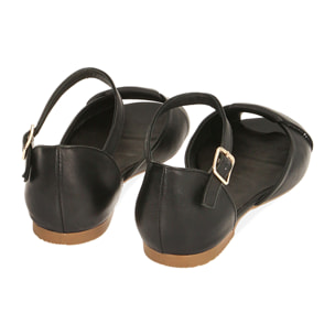 Ballerine con cinturino nere in pelle