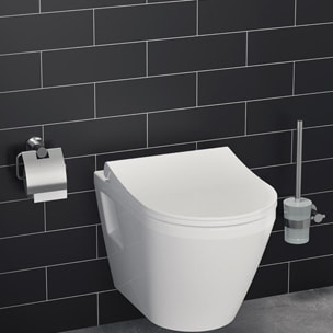 Pack WC suspendu complet Geberit Duofix autoportant, WC VitrA Integra, abattant SoftClose, plaque blanche