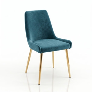 Sedia Imbottita in Effetto Velluto con Gambe Oro, Design Moderno ed Elegante per Sala da Pranzo, Cucina, Soggiorno, Studio e Ufficio