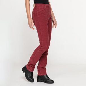 PANTALONE IN VELLUTO STRETCH MOD. 753. Vita alta gamba regolare.