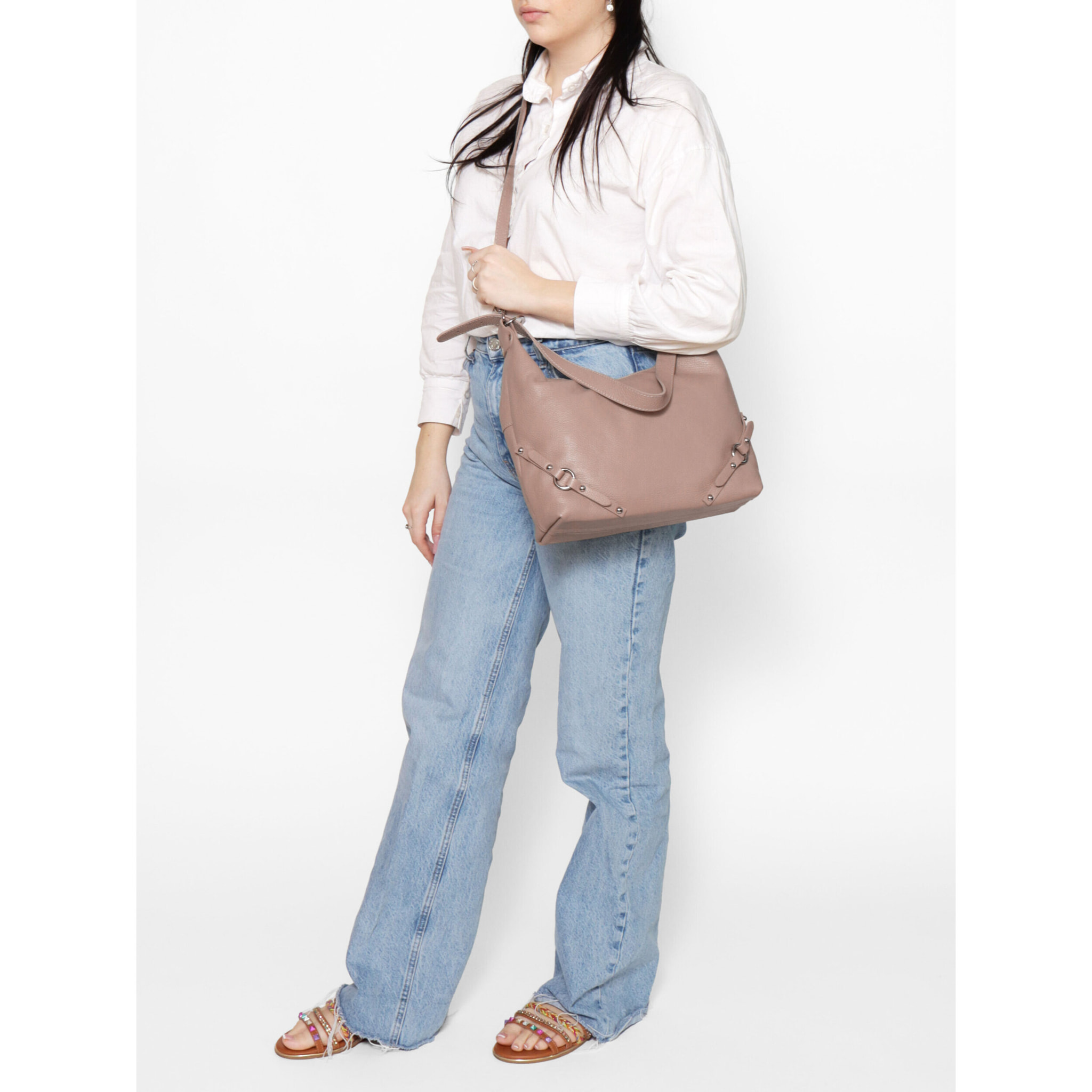 Borsa a spalla da donna In Vera pelle Made in Italy 30x30x9 cm