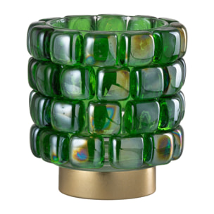 J-Line Photophore Carre Mosaique Verre Vert Small