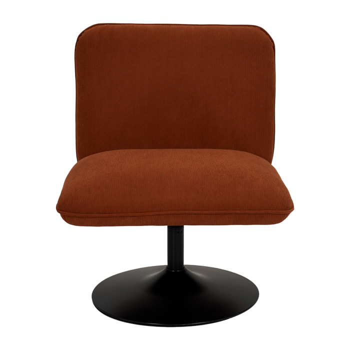 Fauteuil - HOME DECO FACTORY - Jules - Velours Côtelé - Pivotant - Rouge