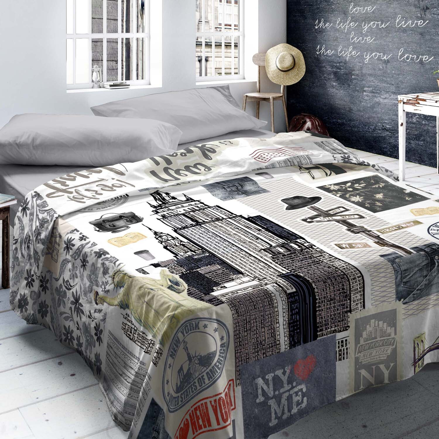 Naturals - Juego de Sábanas Estampadas - Incluye 1 o 2 Fundas de Almohada + 1 Sábana Bajera - 100% Algodón - Ny Travel