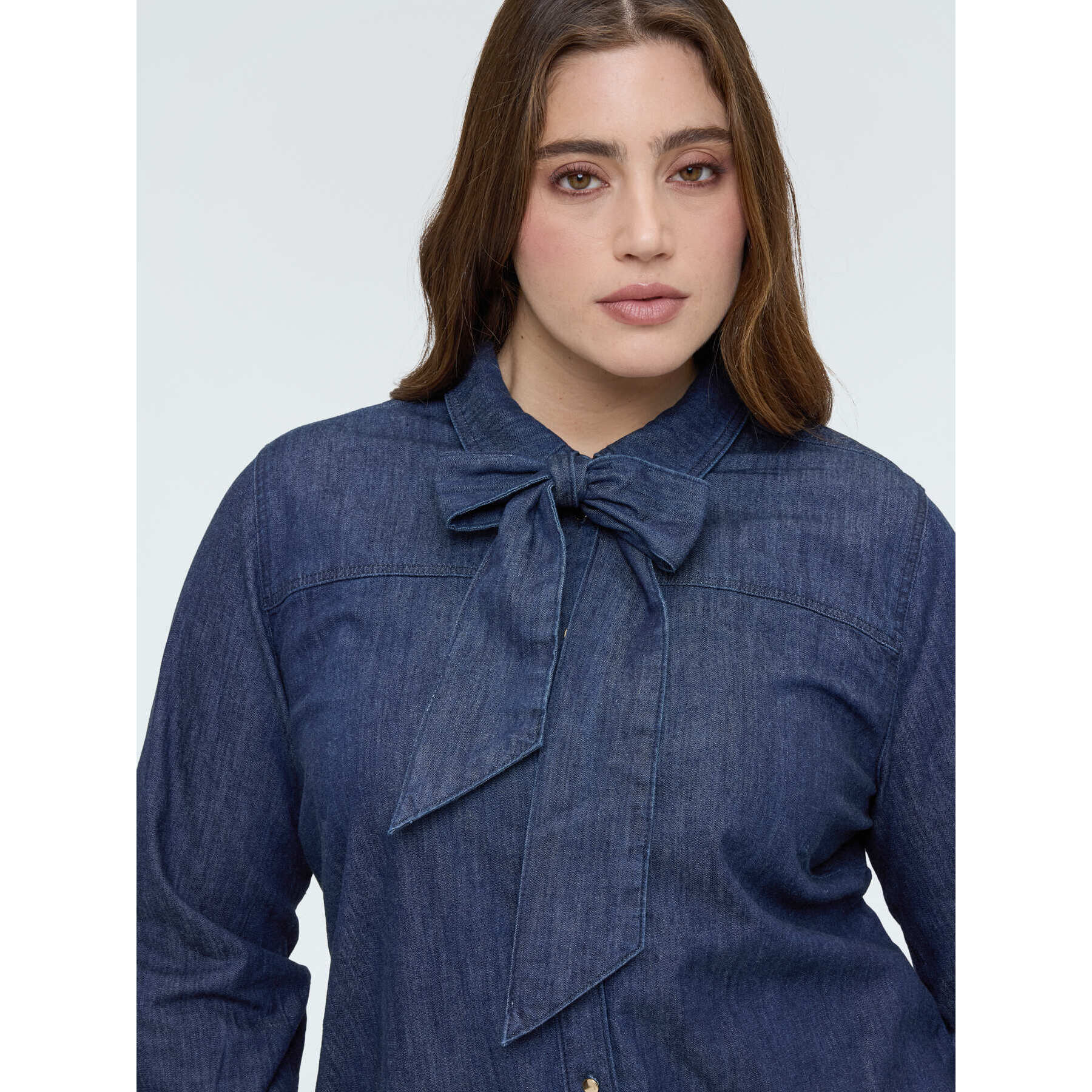 Fiorella Rubino - Camicia in denim con fiocco/cravatta - Blu