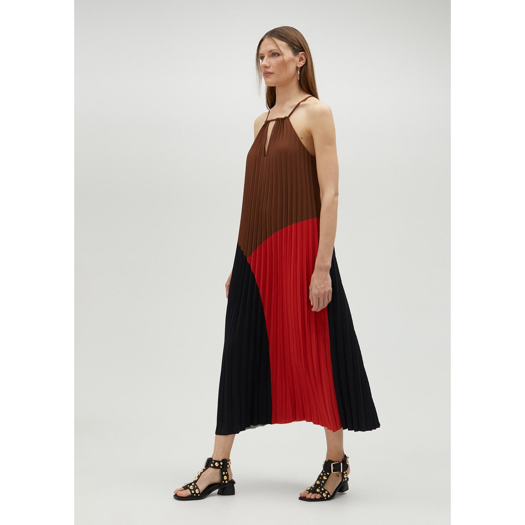 Vestito plissettato tricolore