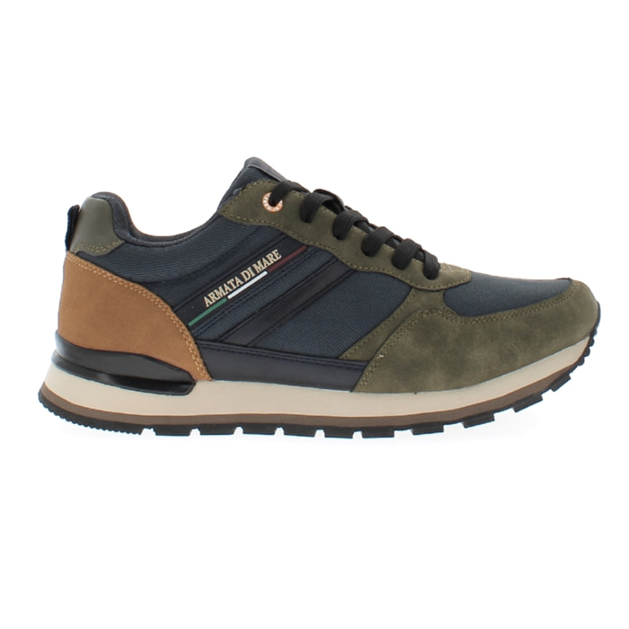 Armata di Mare Scarpe Uomo Sneakers Vintage Running con Soletta Rimovibile in Memory Foam AMU W24N620 Khaki Navy