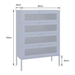 Meuble à chaussures 4 portes en métal blanc EMMA