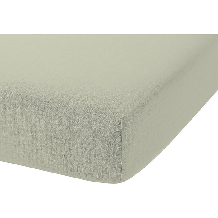 Drap Housse - Bonnet:30cm - 100% gaze De Coton Vert D'eau