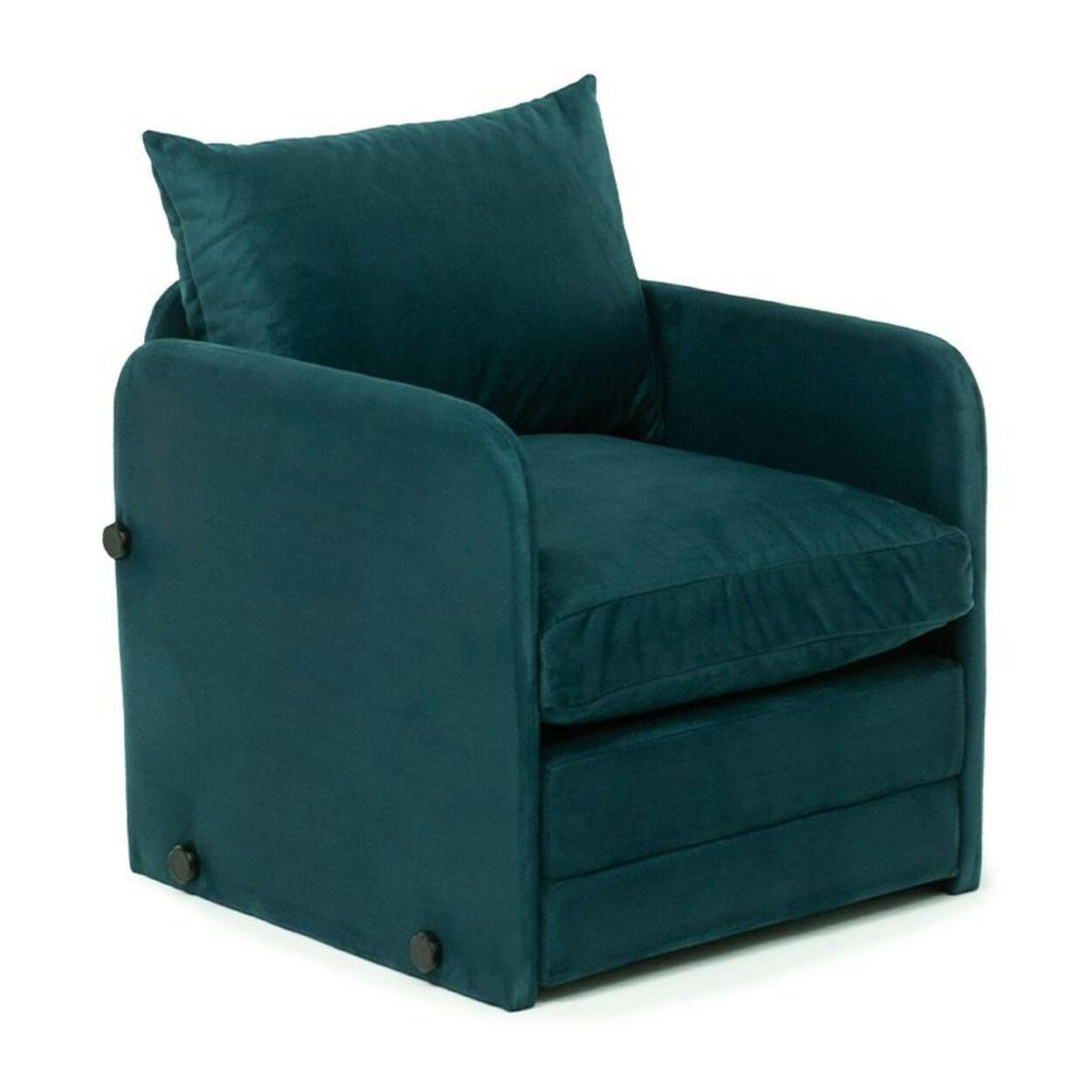 Fauteuil convertible velours bleu lagon couchage 200 cm ORURO