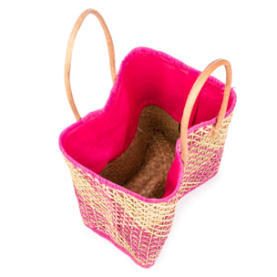 Zavattarello borsa a spalla donna. Realizzata in rafia e tessuto, con manici in pelle.