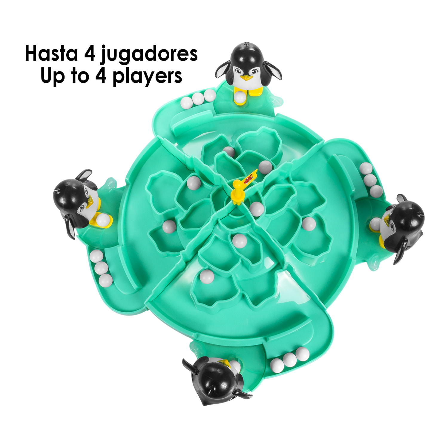 Pingüinos Lanza Bolas de Nieve. Juego de mesa de habilidad para 2 a 4 jugadores.