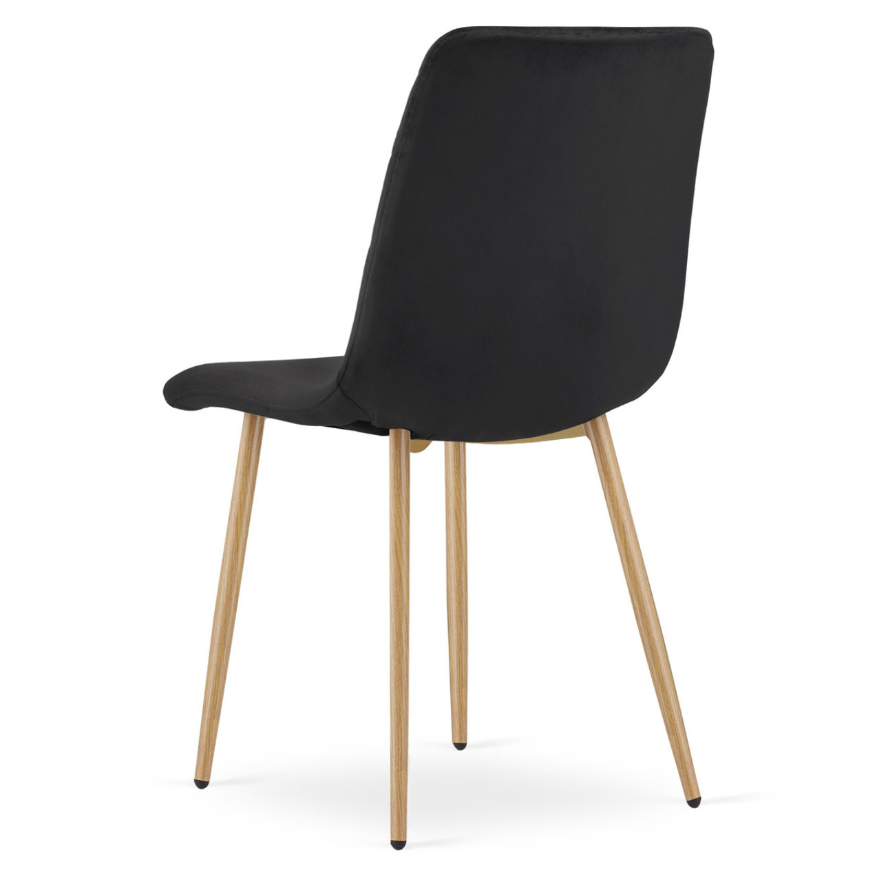 Sedia Turin in velluto nero con gambe effetto rovere