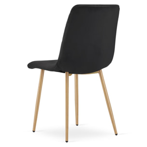 Sedia Turin in velluto nero con gambe effetto rovere