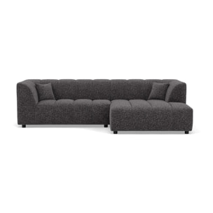 Curtis - canapé d'angle droit 4 places avec accoudoir en tissu texturé - Gris foncé