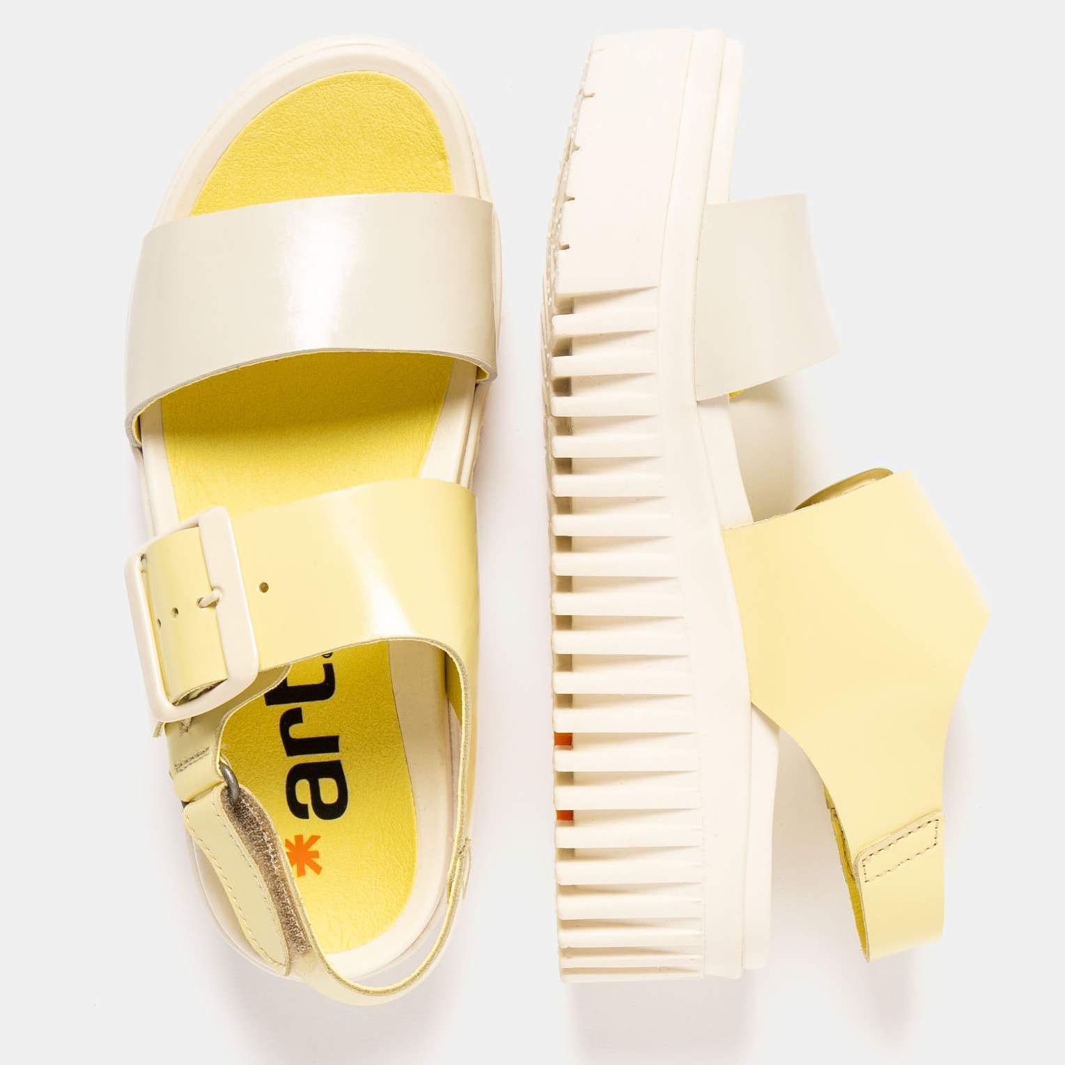 Sandalia de cuña 1578 MULTI PALE YELLOW-CREAM/BRIGHTON color Pale yellow-cream