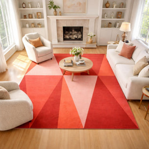 Tapis Ceje motif géométrique dans les teintes rouges