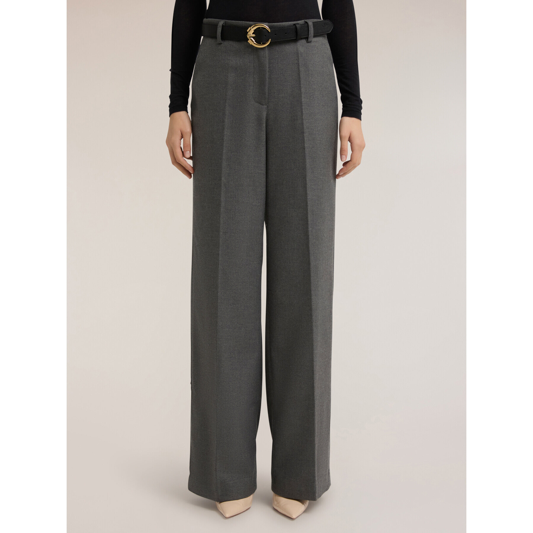 Motivi - Pantalones palazzo de franela - Gris