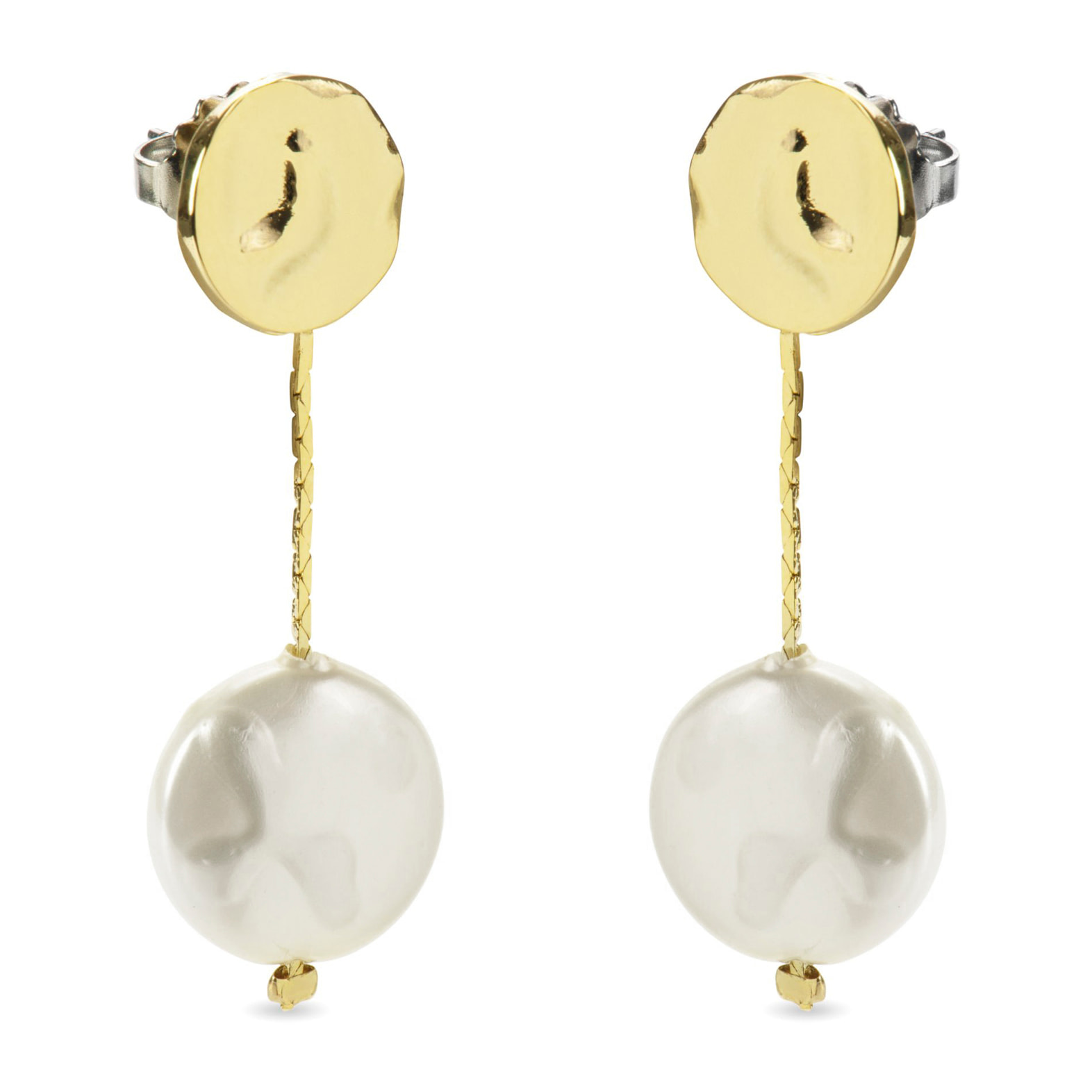 Pendientes de Perla Blanca acabados en oro amarillo de 18K