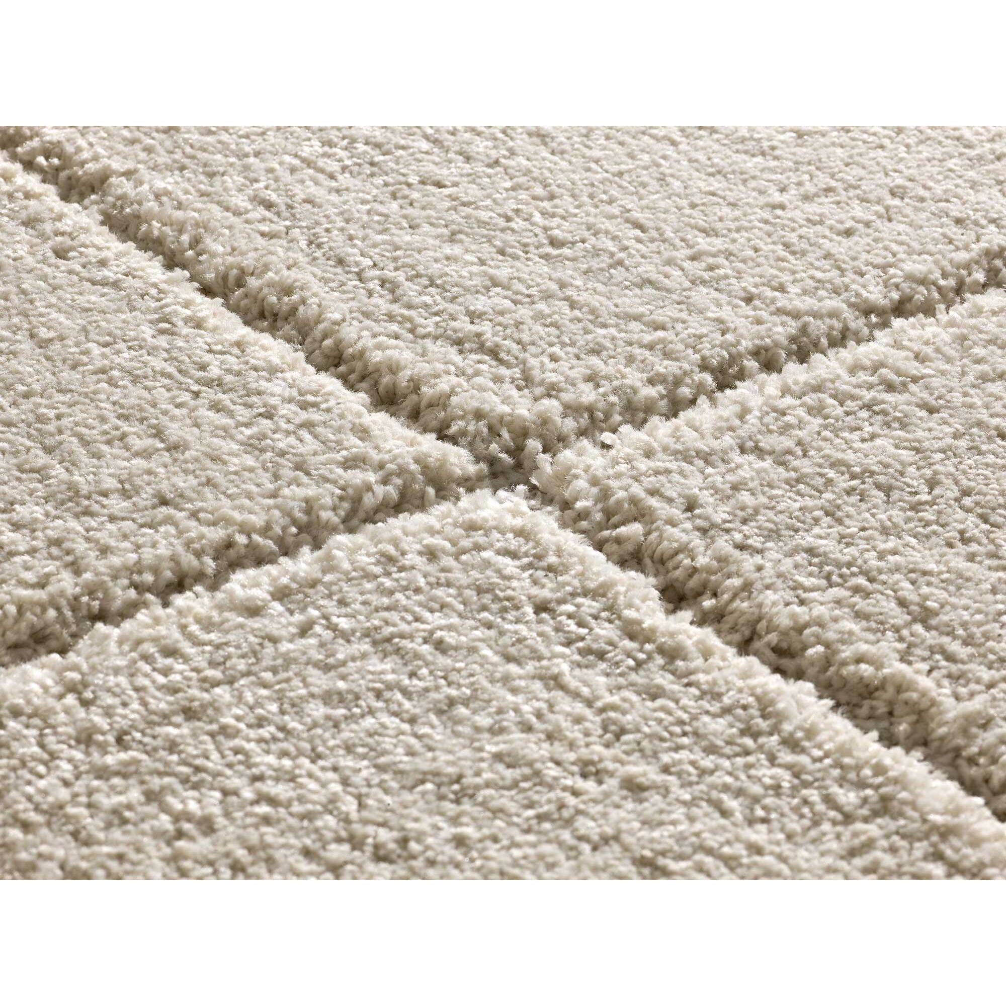 MOLIER Alfombra shaggy con formas abstractas en blanco, varias medidas disponibles.