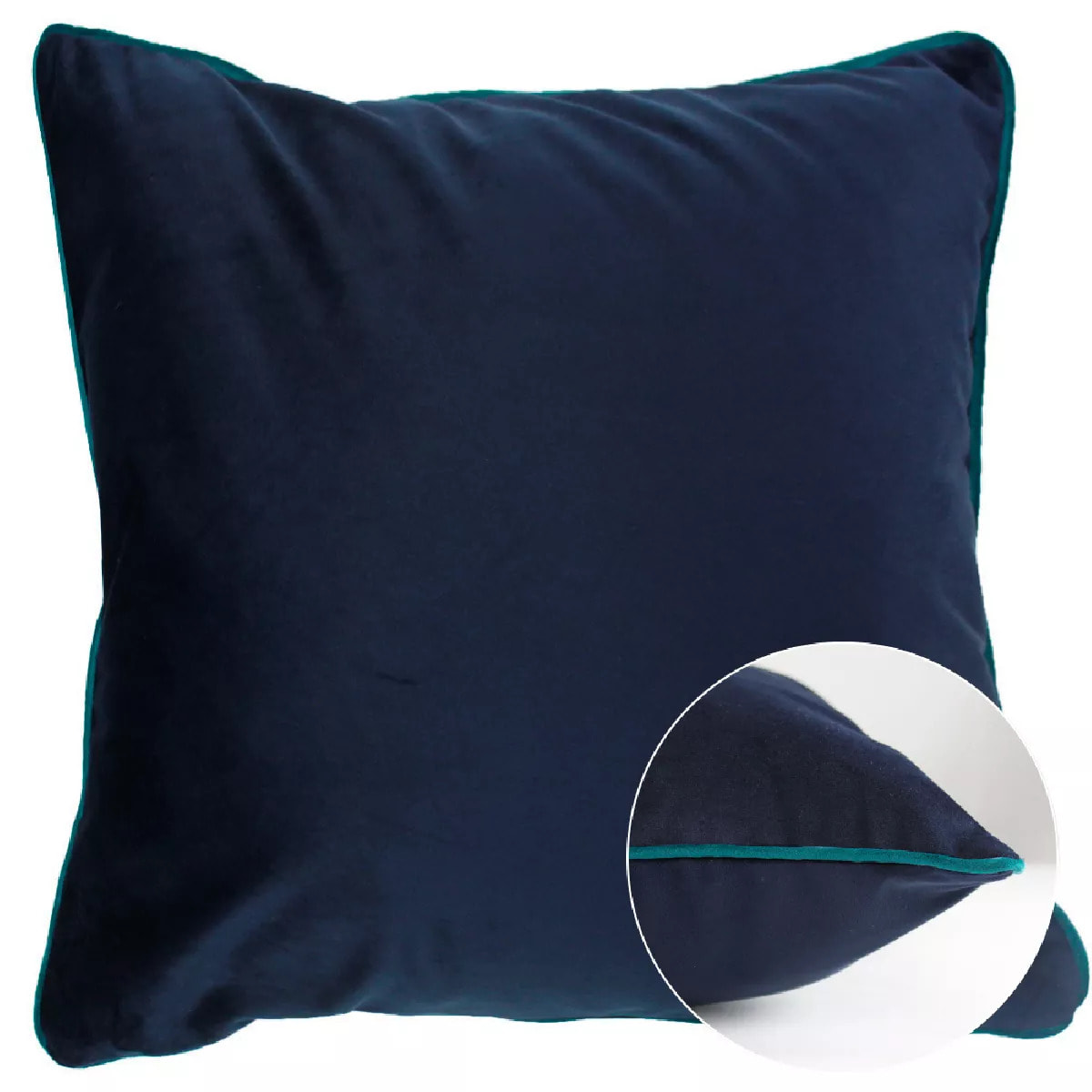 Housse de coussin polyester anti tache uni Velours uni marine-canard