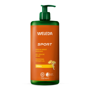 WELEDA - Pack Economique - Huile de Massage Arnica + Gel Douche Sport Arnica - Nettoie, raffraîchit et tonifie - Avant et après l'effort - Vegan* - Certifié Natrue** - Flacon en verre 200ml + Flacon pompe 750ml
