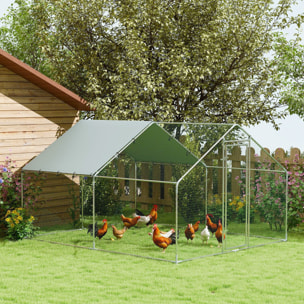 Gallinero para Exterior Gallinero de Acero Galvanizado con Cubierta Anti-UV e Impermeable Jaula para 5-8 Gallinas Plata