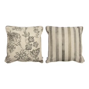 Lot de 2 housses de coussin BARCELONA - gris/lin