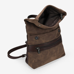 Mochila antirrobo marrón con bordado y tachas