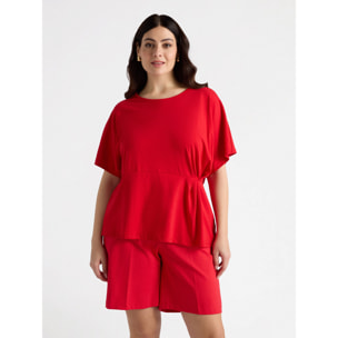 Fiorella Rubino - T-shirt con pieghe laterali - Rosso