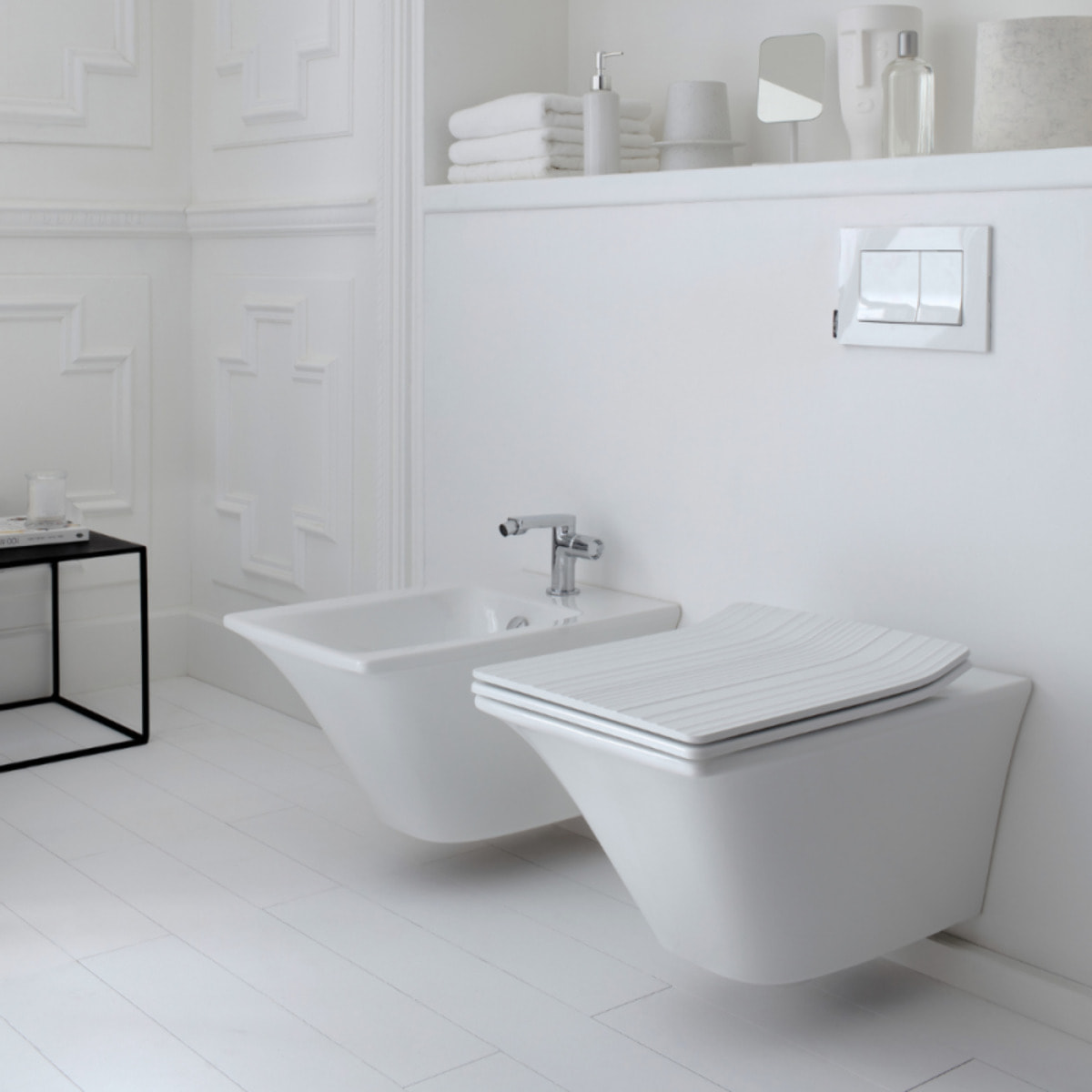 Cuvette WC suspendu sans bride Grands Boulevards avec abattant frein de chute extra-plat déclipsable