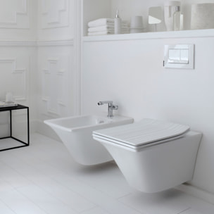 Cuvette WC suspendu sans bride Grands Boulevards avec abattant frein de chute extra-plat déclipsable