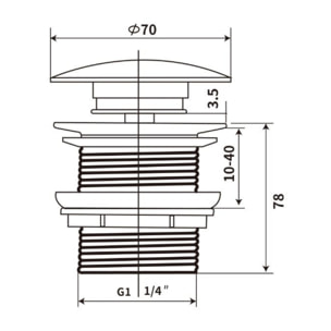 Bonde à écoulement libre Infinitio 5/4" sans trop-plein pour lavabos et vasques, noir mat (PZATKABKM)