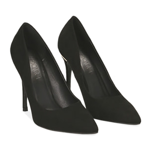 Décolleté nere in microfibra, tacco 11 cm