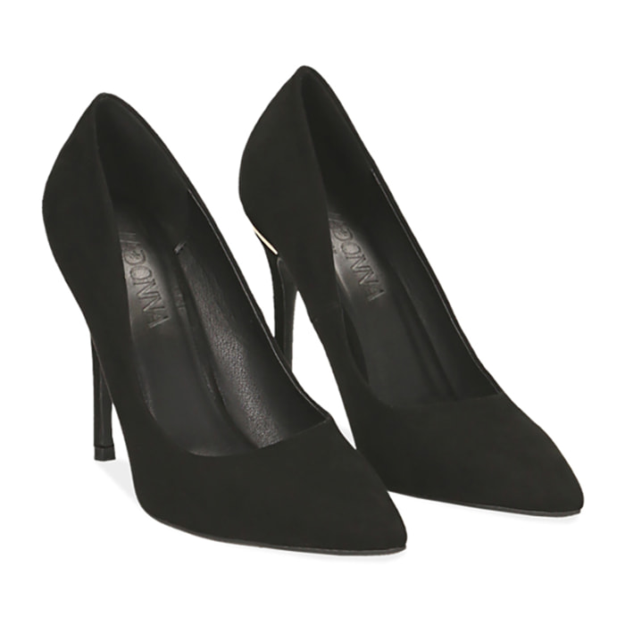 Décolleté nere in microfibra, tacco 11 cm