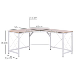 Mesa de Ordenador PC Esquinera de Forma L 150x150x76cm Roble