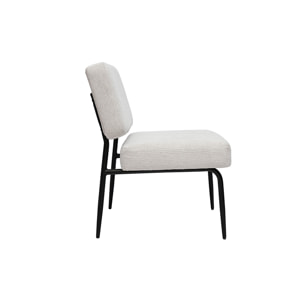 Fauteuil en tissu chenille beige et métal noir VEDANA