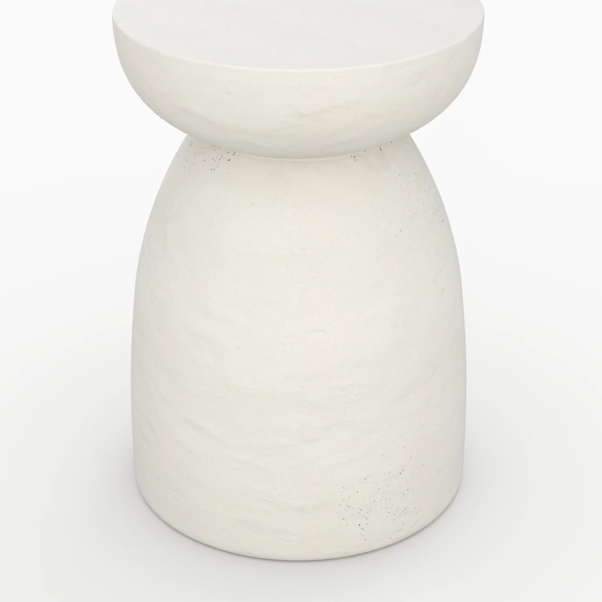 Table d'appoint ronde blanche en fibre d'argile effet béton D35 cm - Capri