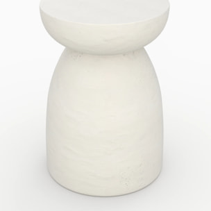 Table d'appoint ronde blanche en fibre d'argile effet béton D35 cm - Capri