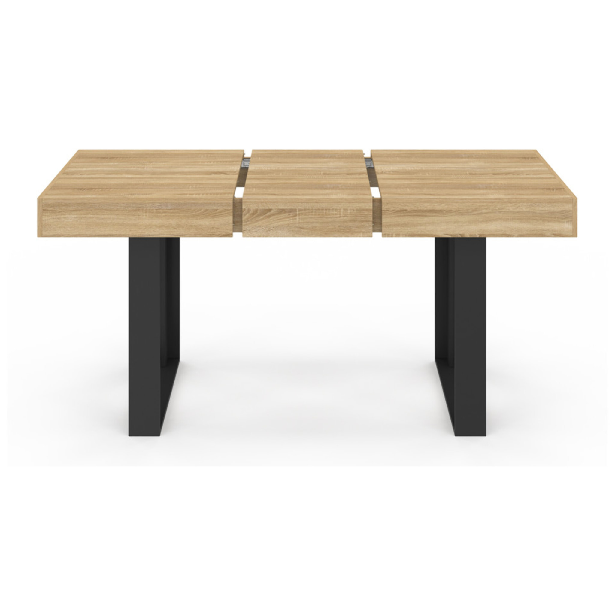 Table repas Brixton plateau extensible 120-160cm plateau bois et pieds noirs