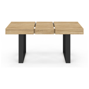 Table repas Brixton plateau extensible 120-160cm plateau bois et pieds noirs
