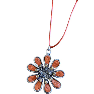 Collar largo margarita color con cristal de Sw Naranja